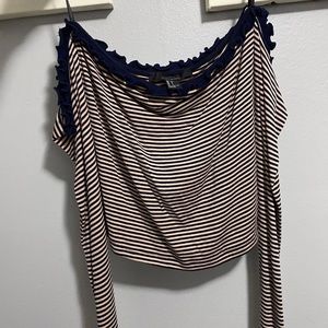 LARGE long sleeve, off the shoulder crop top.